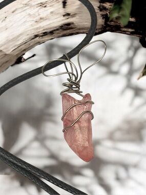 5 For $25💫Scattershot Wire Wrapped Light Coral Quartz Pendant